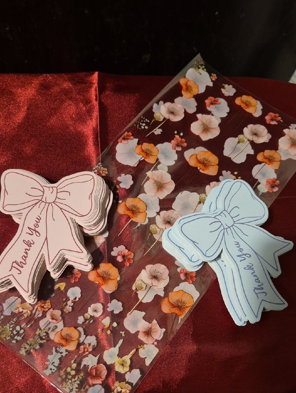 SMALL BUSINESS 🐦 TY CARDS 💝 Thick Card Stock 100 Count 🎀 50 Blue/50 Pink Bows
